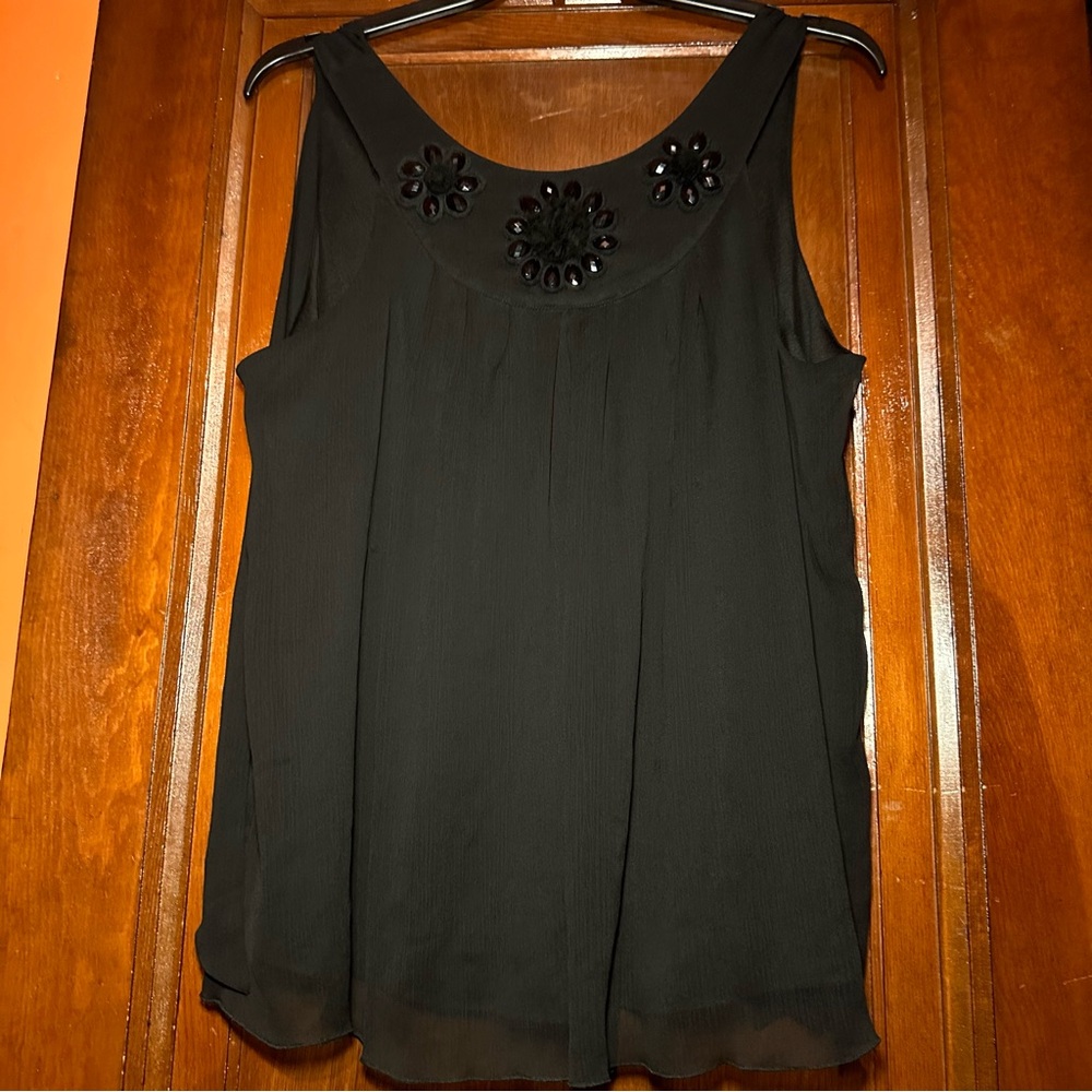 Ashley Stewart  Black BeJeweled Dress Tank Top with Bow tie in Back/Neck. 14W